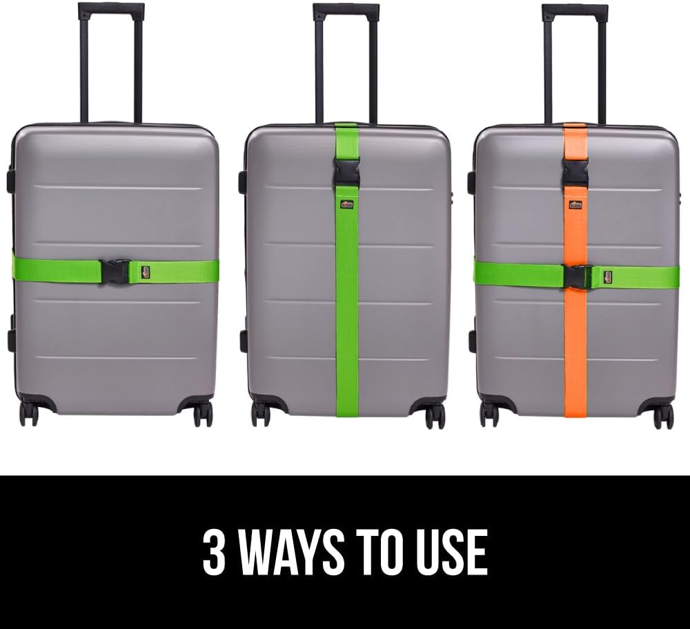 GORILLA GRIP Heavy Duty 8 Pack Adjustable Luggage Straps for Suitcases, Easy to Identify Travel Belt Connector Holds Suitcase Together, Extends Life of Bag, Strap Connects Two Bags, Multicolor
