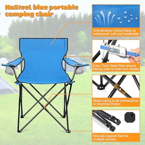 HaSteeL Camping Chairs, 4Pcs Oversized Folding Lawn Chairs for Adults