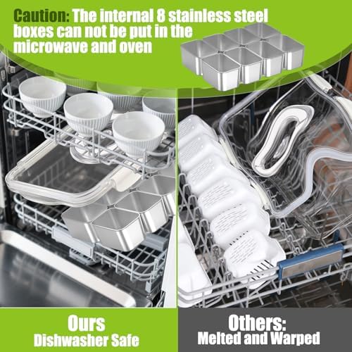 Stainless Steel Snackle Box Container - 8 Compartment Divided Serving Tray
