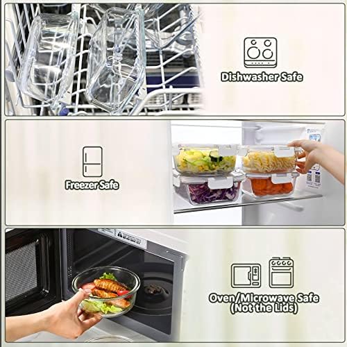M MCIRCO 10 Pack Glass Food Storage Container with Lids, White
