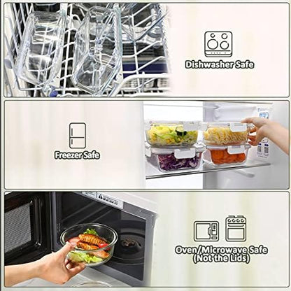 M MCIRCO 10 Pack Glass Food Storage Container with Lids, White