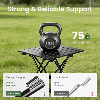 2 Pack Camping Table Foldable, Portable Folding Beach Table, Black-S