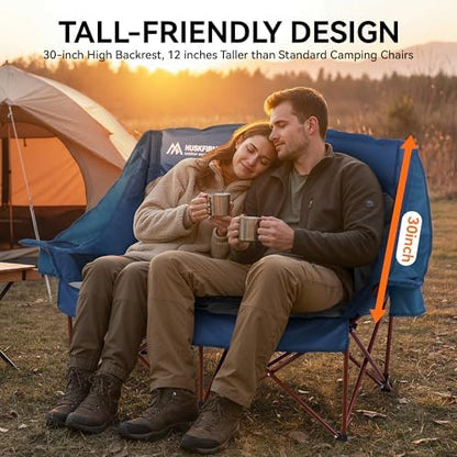 Huskfirm High Back Double Camping Chair 2 Person Camping Chair Blue