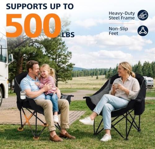 Oversized Camping Chair for Adults - Padded Lawn Camp Chair 2 Pack