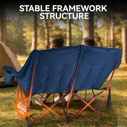 Huskfirm High Back Double Camping Chair 2 Person Camping Chair Blue