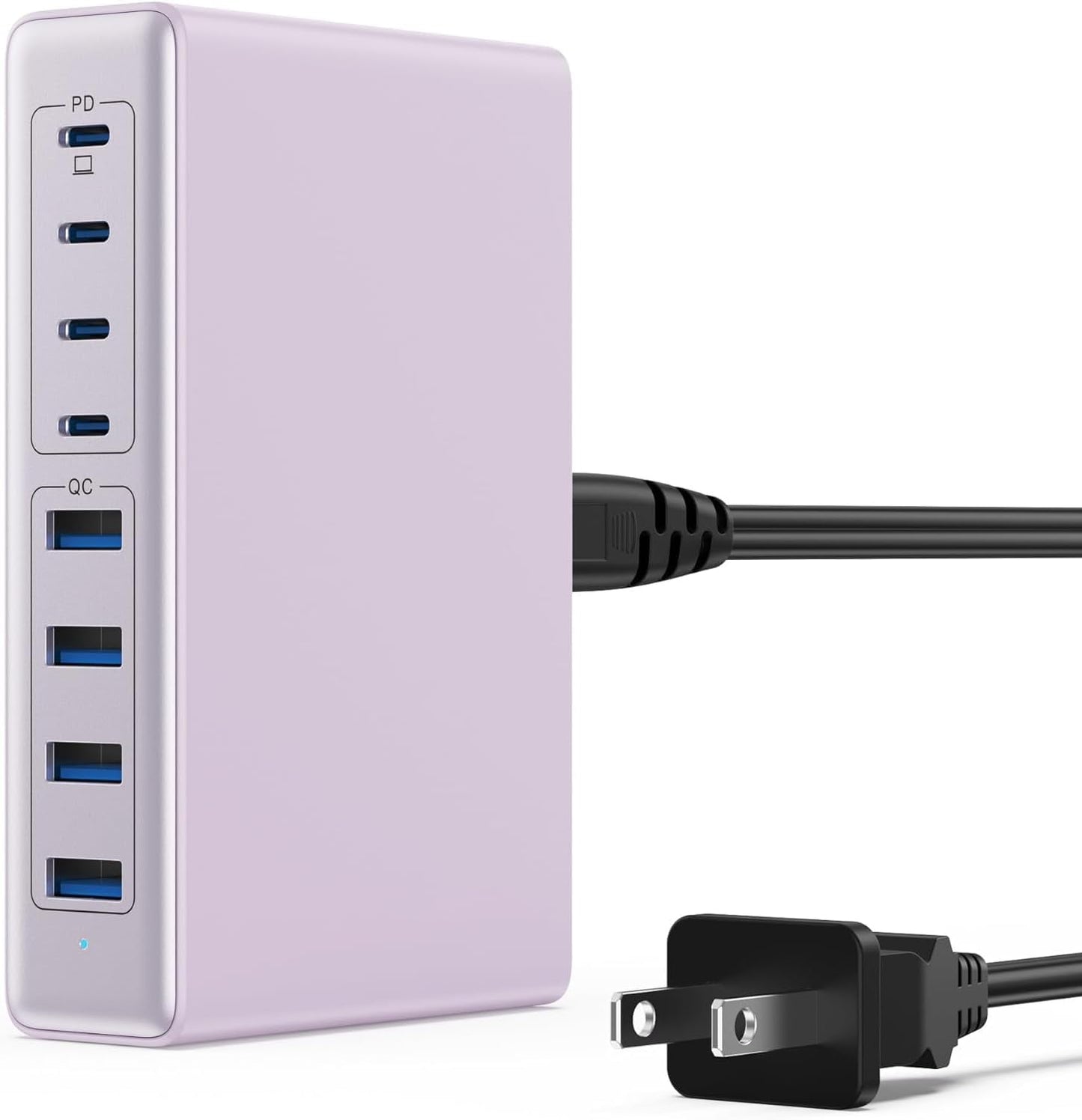 200W USB C Charger Block,8-Ports GaN III Fast Charging Station Hub,PD 65W Laptop Chargers Wall Charger Power Adapter for MacBook Pro/Air,DELL,Steam Desk,iPhone 17/16/15,iPad,Galaxy S25,Pixel-Purple
