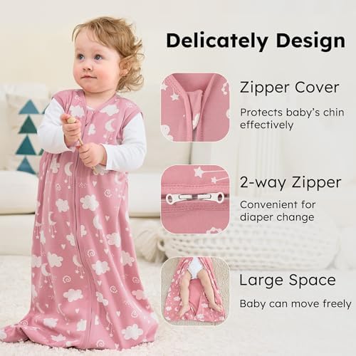 Baby Sleep Sack 0-6 Months 0.5 Tog Soft Sleeping Bag 100% Cotton