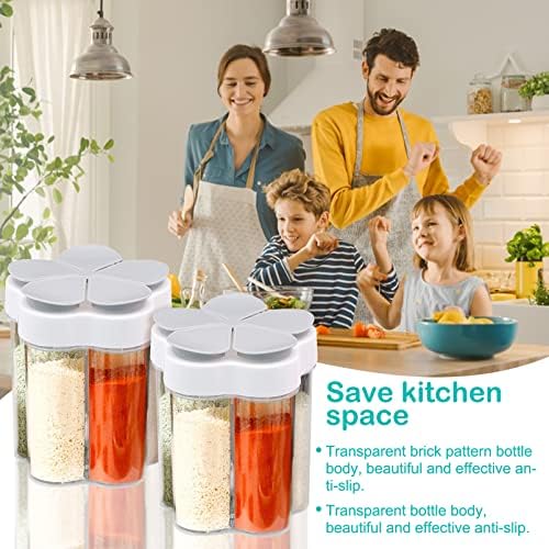 2 PCS Travel Spice Jars, 5-in-1 Seasoning Containers, Clear Plastic Condiment Bottle for Camping, Hiking, BBQ, Picnic