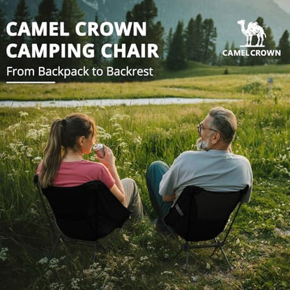 CAMEL CROWN Camping Chair Heavy Duty Backpacking Chair - Ultra-Light Folding Chair with Carry Bag, Portable Compact for Outdoor, Lawn, Hiking, Beach, Picnic