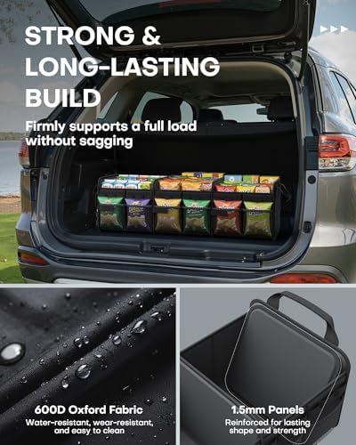 HOTOR Tactical Trunk Organizer - Car Storage with Front MOLLE Pockets