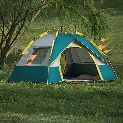 HUHJYUGE 2/4 Person Tent Water Resistant, Instant Pop Up Tent for Camping Weatherproof, Easy Setup Beach Tent Sun Shelter, Ventilated Mesh Windows, for Backpacking, Hiking (B 2 Person)