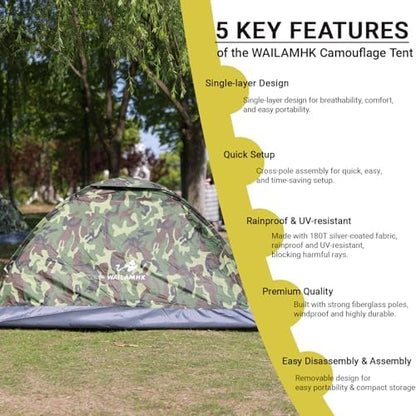 2 Person Camping Tent Lightweight Waterproof Backpacking Dome Tent, Easy Setup & Portable Shelter