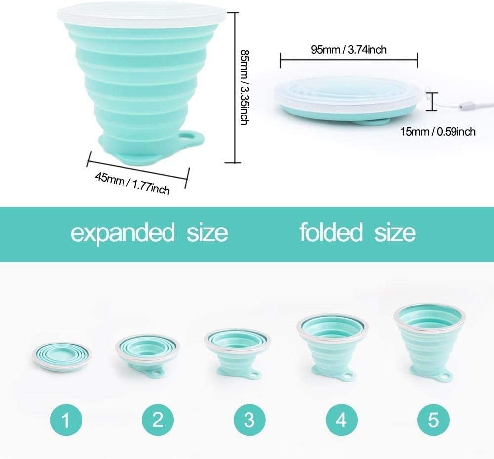 IYYI Collapsible Cup for Traveling, Silicone Foldable Cup, Camping Mug with Lid, Folding Mug for Camping, Hiking, Outdoors, Travel (4Pack-Pink-Green-Milk Tea-Beige)