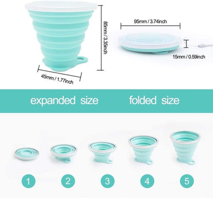 IYYI Collapsible Cup for Traveling, Silicone Foldable Cup, Camping Mug with Lid, Folding Mug for Camping, Hiking, Outdoors, Travel (4Pack-Pink-Green-Milk Tea-Beige)