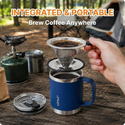 VINUR Insulated Pour Over Coffee Maker-12 oz Stainless Steel Coffee Maker