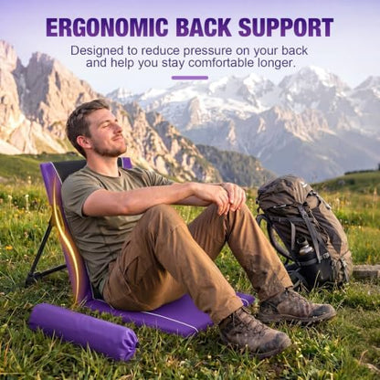 1pack Foldable Floor Chair with Back Support Folding Beach Chair, Purple