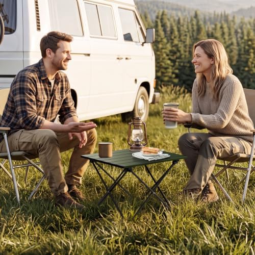 Anbte Small Folding Camping Table, Aluminum Frame, 45 lb Capacity