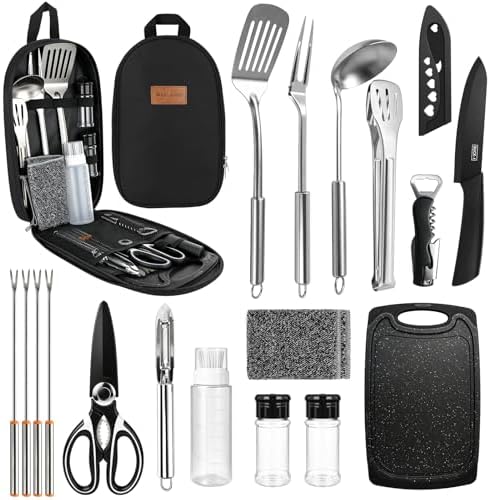 Camping Utensil Set 18 Pcs, Camping Cooking Set with Storage Bag