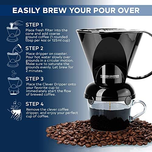 Clever Coffee Dripper | Large 18 oz | Black | BPA-Free | 100 Filters
