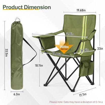 Outvita Portable Camping Chair with Insulated Cooler & Bag Green