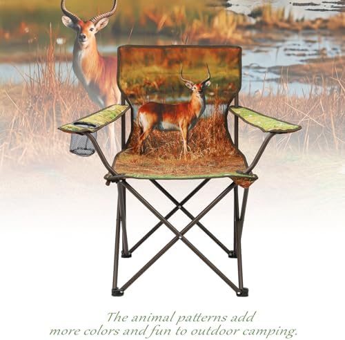 Camping Chairs 2 Pack with Animal Print,Folding Lawn Chair with Cup Holder & Carry Bag for Outdoor,Sports,Beach,Fishing,Sports