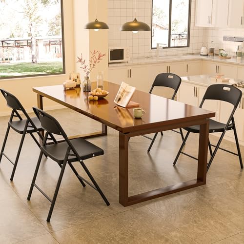 Bonnlo 2-Pack Black Plastic Folding Chairs, Portable Seat with Sturdy Steel Frame for Indoor & Outdoor Use, Perfect for Banquet, Party, Wedding, Office, and Camping