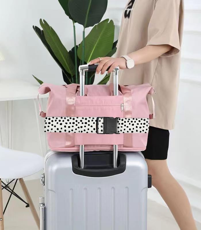 Luggage Straps for Suitcases Travel Belt Accessories, Cute Suitcase Strap, Adjustable Luggage Belt Strap, Heavy Duty with Quick-Release Buckle Luggage Strap Cute Polka Dots