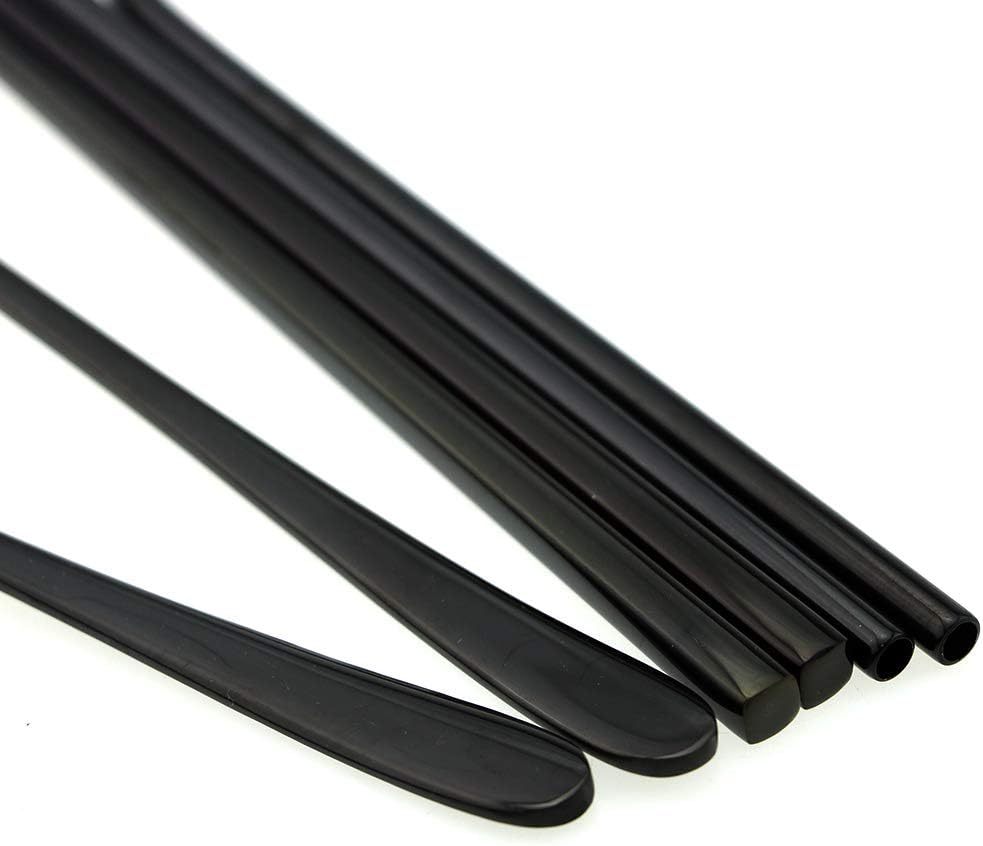 7 Pcs Portable Flatware Set, 304 Stainless Steel Cutlery Set Travel Utensils Set w/Pouch Fork Spoon Chopsticks Straws for Travel Camping Office, Dishwasher Safe (Black)