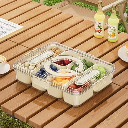 Divided Serving Tray with Lid and Handle, 8 Compartments Snack Platter
