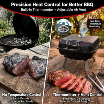Portable Charcoal Grill, Small Foldable Outdoor Camping Tabletop BBQ Grill