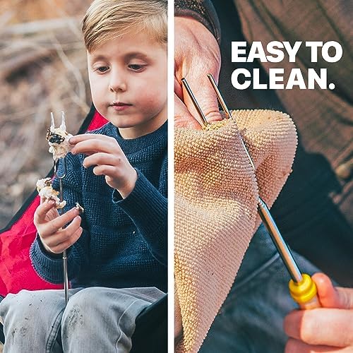 Grill Guru Smores Sticks for Fire Pit - Accessories for Campfire Marshmallow Roasting Sticks Smores Kit Outdoor-Smore Skewers Hot Dog Fork For Outside, Camping Essentials Bonfire Gear Long 32" 20 Pack