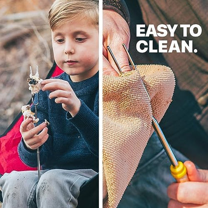 Grill Guru Smores Sticks for Fire Pit - Accessories for Campfire Marshmallow Roasting Sticks Smores Kit Outdoor-Smore Skewers Hot Dog Fork For Outside, Camping Essentials Bonfire Gear Long 32" 20 Pack