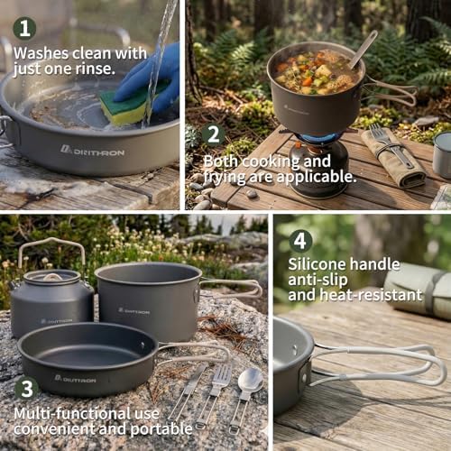 22-Piece Large Camping Cookware Set, 3.3L Pot & Kettle