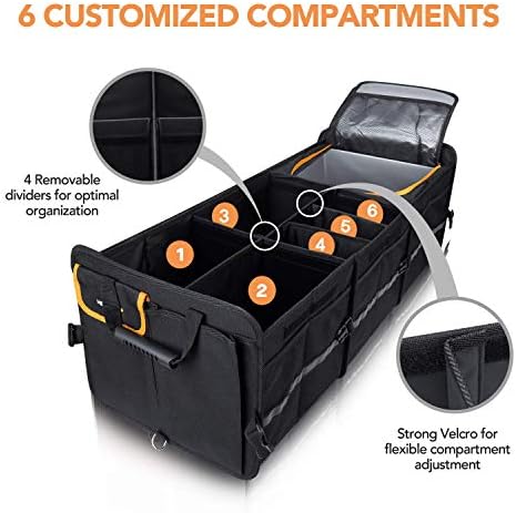HEYTRIP Large Trunk Organizer with Built-in Leakproof Cooler Bag, Black