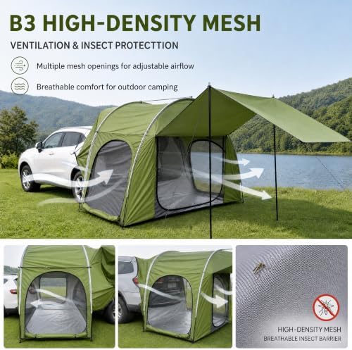 SUV Tailgate Tent Universal 2-3 Person Water-Resistant Easy Setup Camping