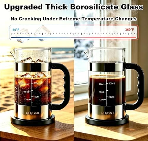 QUQIYSO French Press Coffee Maker 34oz, Thickened Glass Coffee French Press