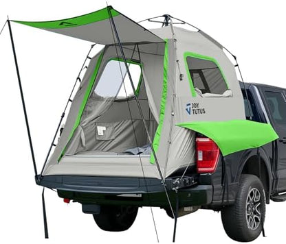 JOYTUTUS Automatic Truck Tent, Easy Set-up, Portable Truck Bed Tent 5.5FT-6.5FT with Rainfly, Truck Camping Tent with Waterproof PU2000mm Double Layer for 2 Person