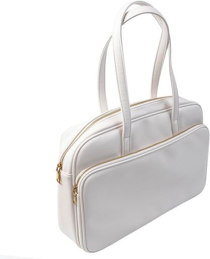 Laptop Tote for Men & Women 14Inch Computer Bags Briefcase Business Office Travel Work Handbag Carrying Bag with Large Front Pocket Color White