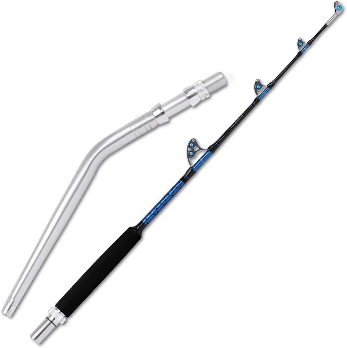 Fiblink Saltwater Offshore Heavy Trolling Fishing Rod Big Game Conventional Boat Fishing Roller Rod Pole with All Roller Guides (Heavy Power, 5-Feet 1-Inch)