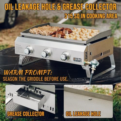ONLYFIRE GRILLS Tabletop Gas Griddle 3 Burners, Propane Gas Stove, GS311