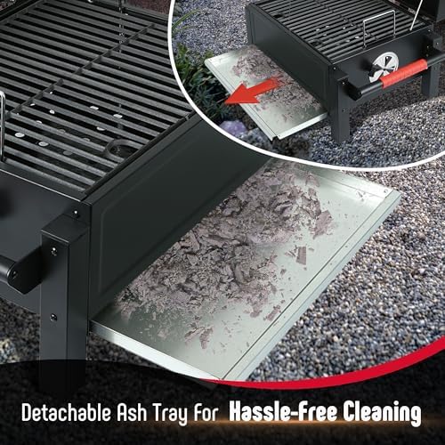 Feasto Portable Tabletop Charcoal Grill, 354 sq.in Cooking Area