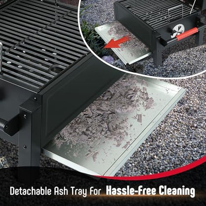 Feasto Portable Tabletop Charcoal Grill, 354 sq.in Cooking Area