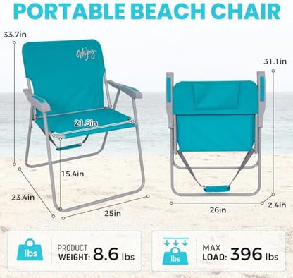 #WEJOY Folding Beach Chairs for Adults, High Back Lightweight for Camp Lawn
