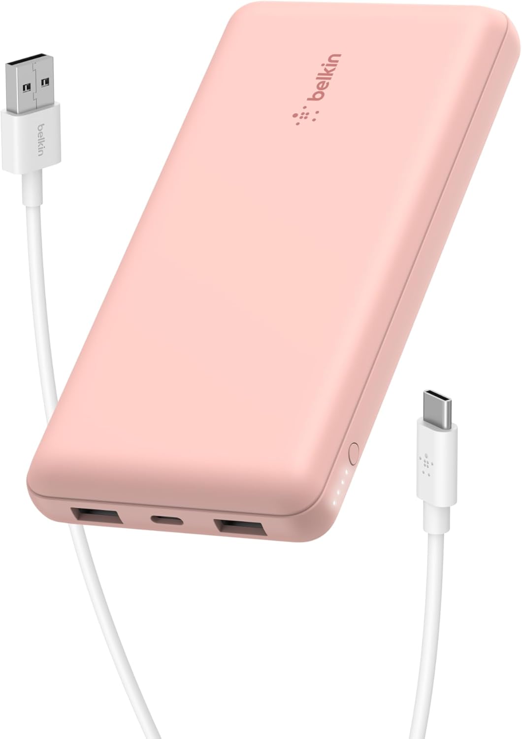 Belkin Portable Charger, USB C Power Bank 20000 mAh w/ 1xUSB-C Port & 2xUSB-A Ports, 15W w/ Type-A to Type-C Cable for iPhone 16, Plus, Pro, Max, Samsung Galaxy S25, Google Pixel 10, etc. - Rose Gold