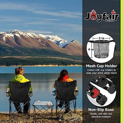 Joyfair Camping Lawn Chairs & Table Set, Large Beach Chairs for Outside