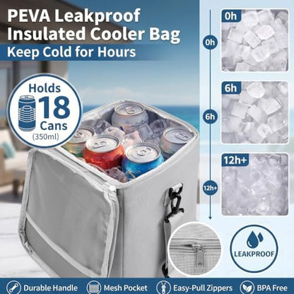 Bogg Bag Cooler Insert, 2-in-1 Insulated Cooler & Mesh Organizer for Large Bogg Bag, Leakproof PEVA Cooler Bag with Strap, Large Rubber Beach Bag Accessories for Beach, Pool & Travel