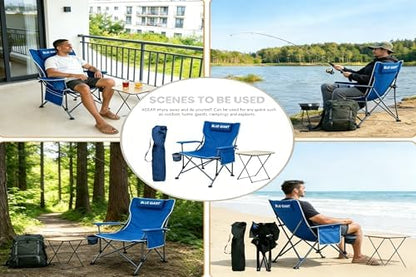 2 Pack Adjustable Folding Camping Chairs with Detachable Footrest and Headrest, Lightweight and Portable, Ideal for Hiking, Travel, Fishing and Outdoor Activities (Blue)