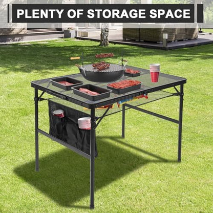 Folding Matel Grill Table, 3x2 FT Portable Camping Table