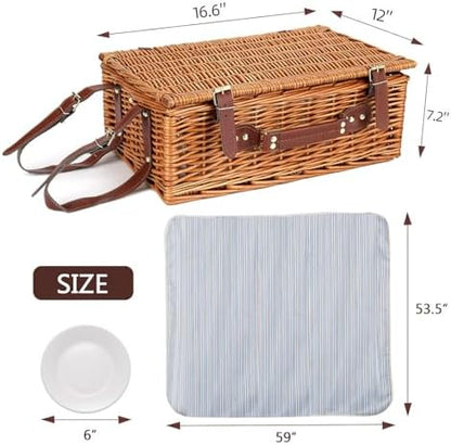 Picnic Basket for 4 Persons with Waterproof Picnic Blanket