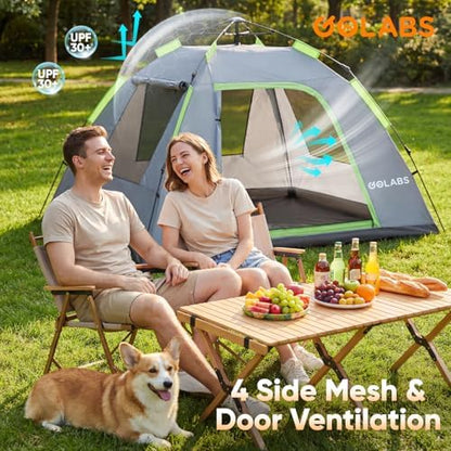 Golabs Pop Up Camping Tent for 2/3 Person, Quick Setup by Pre-Attached Pole